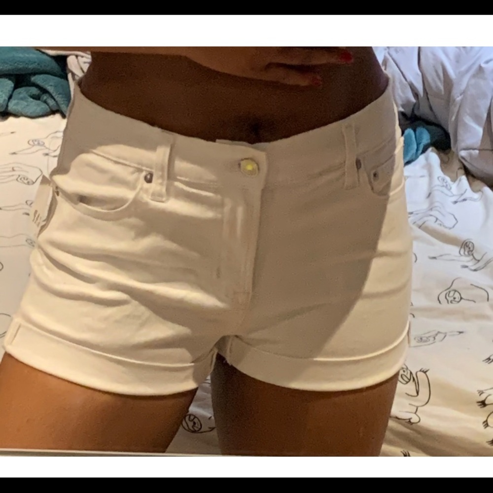 White denim shorts